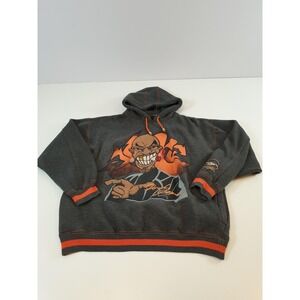 DTEK jeans Hoodie Mens 2XL Gray Graphic Art Pullover Y2K Stitching Streetwear